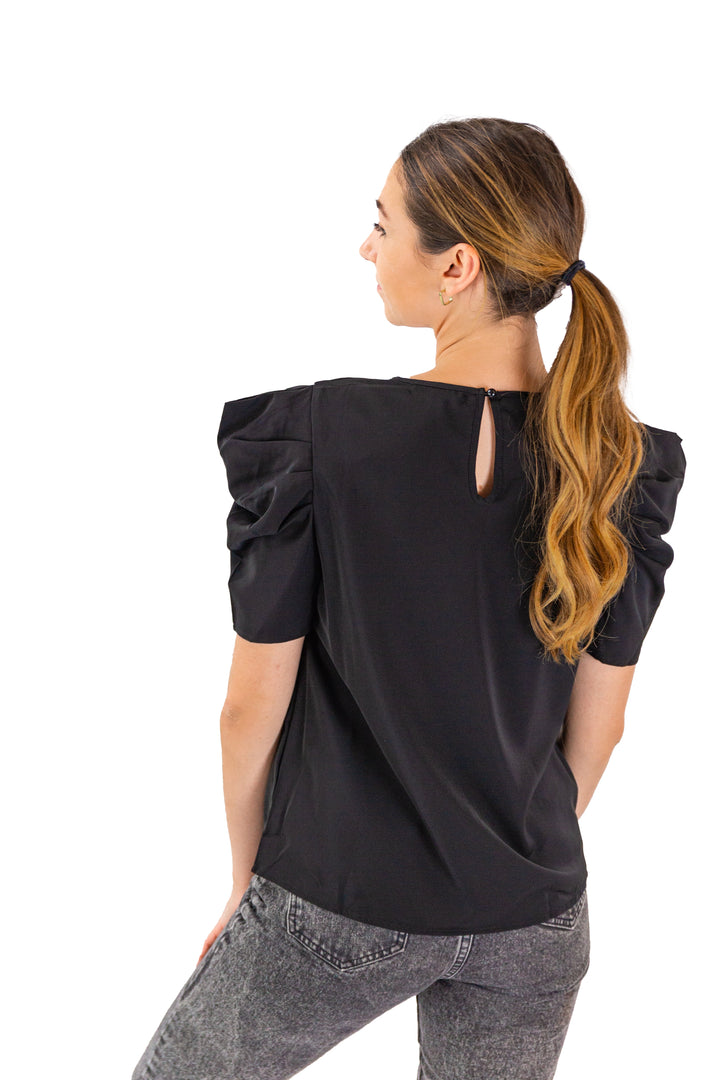 Floral Printed Casual Black Top