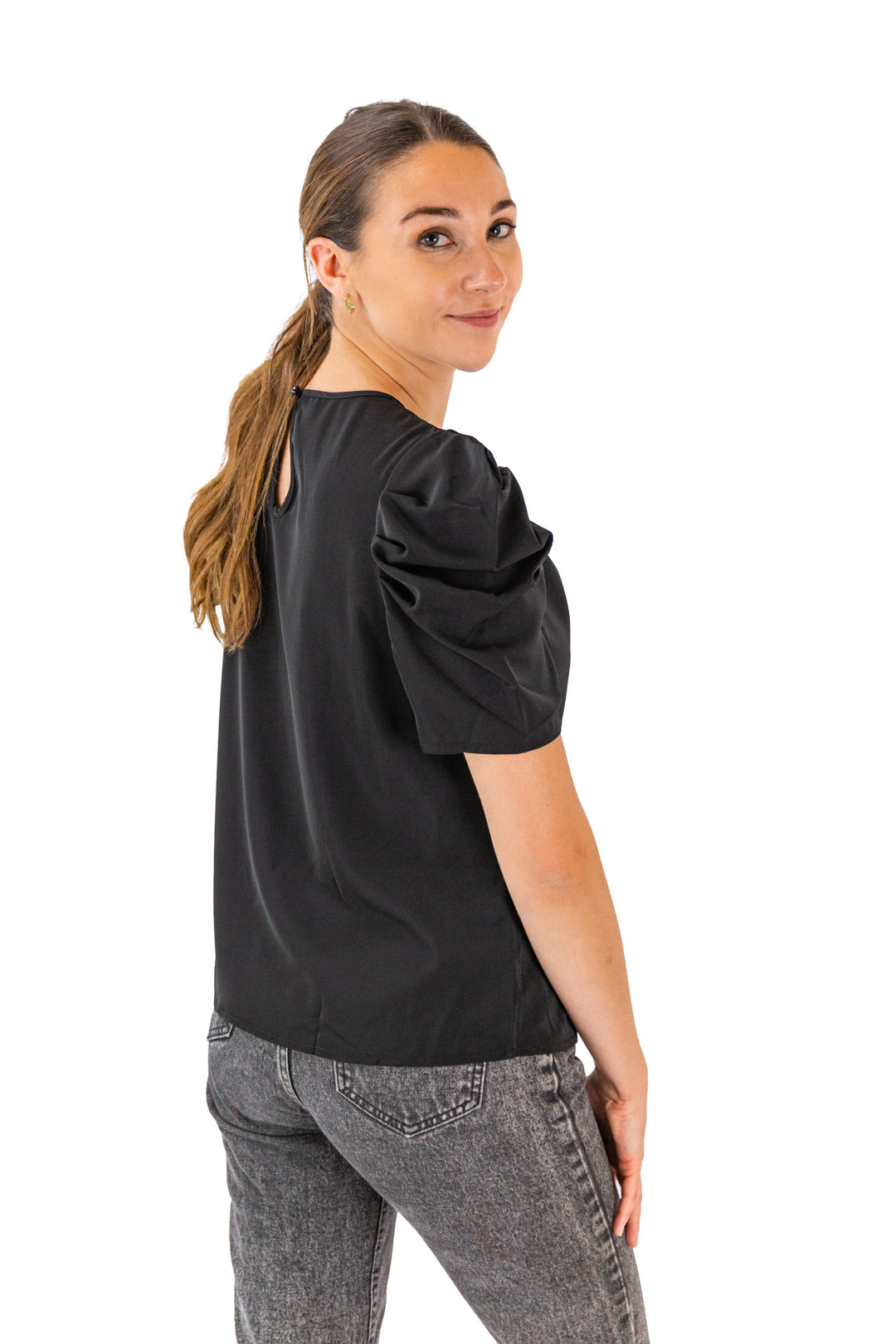 Floral Printed Casual Black Top