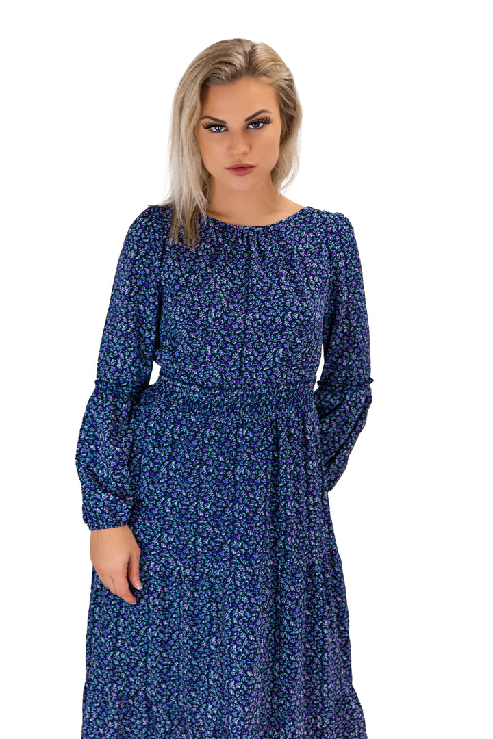 Black Puff Sleeve Dress With Ruffled Hem