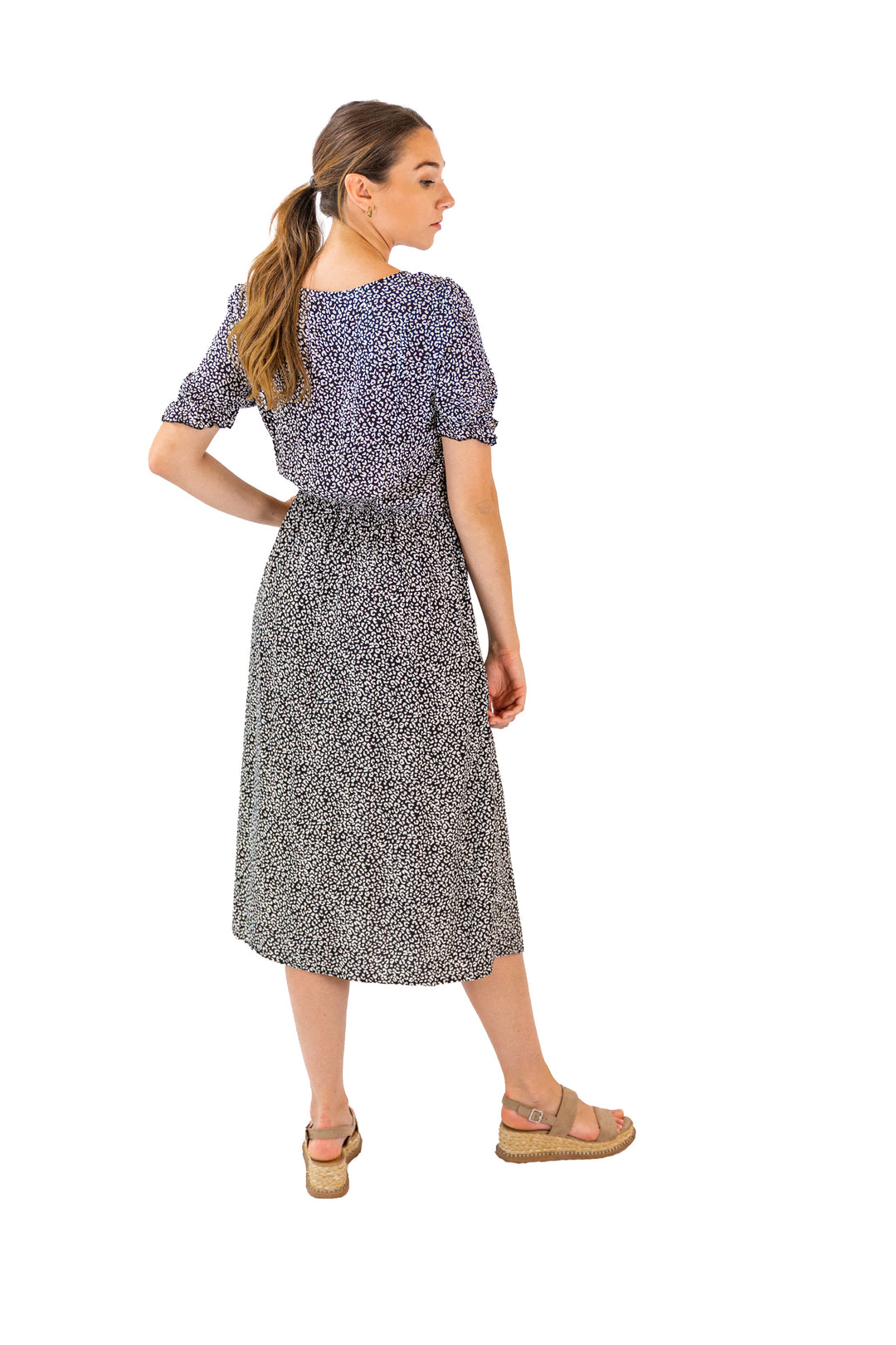 Noir Dotted Midi Black Dress for Women
