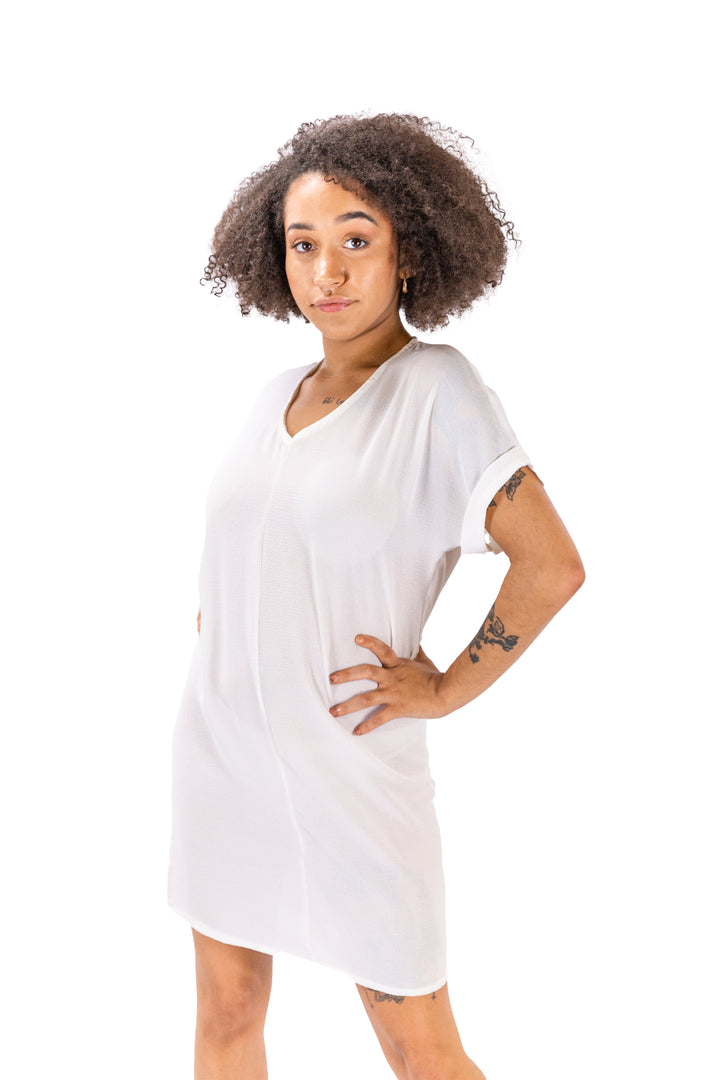 Pure Elegance White Shift Dress for Women