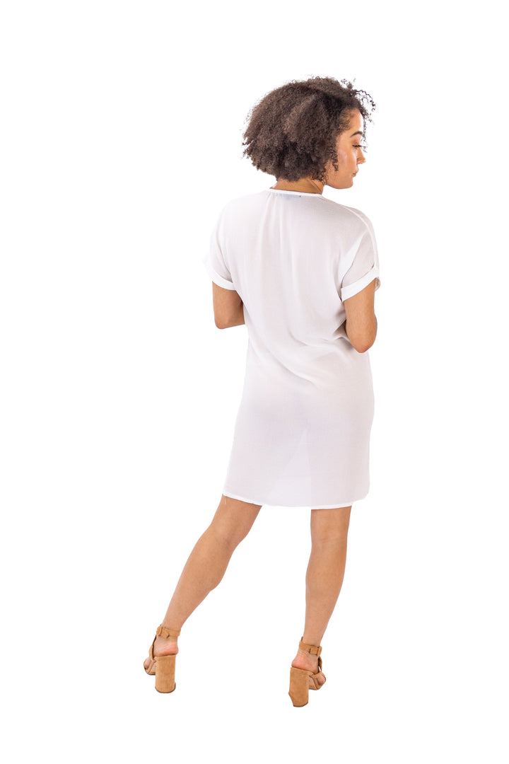 Pure Elegance White Shift Dress for Women