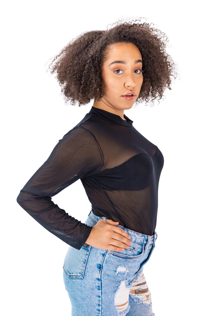 Sheer Luxury Black Mesh Top