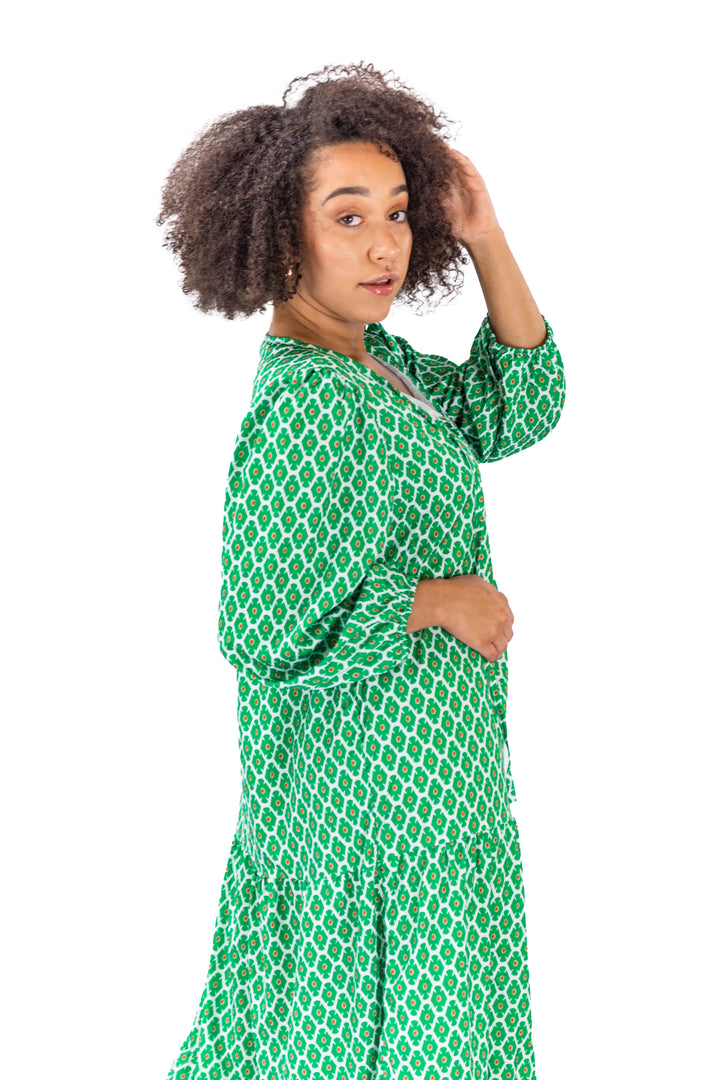 Emerald Enchantment Green Midi Dress