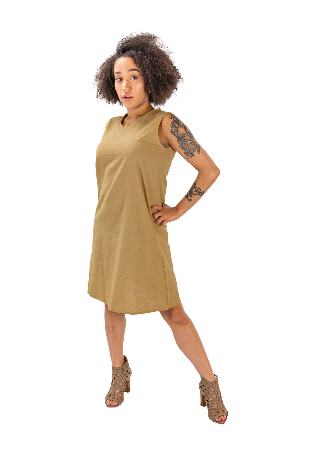 Fabonics Sun-Kissed Earthy Tunic Dress in Casual Brown, Perfect for Versatile Wear