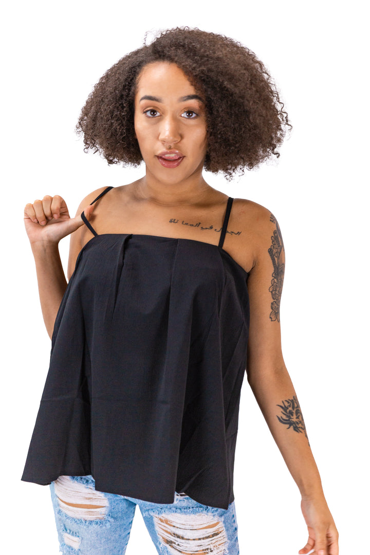 Elegant Black Balloon Silhouette Spaghetti Top