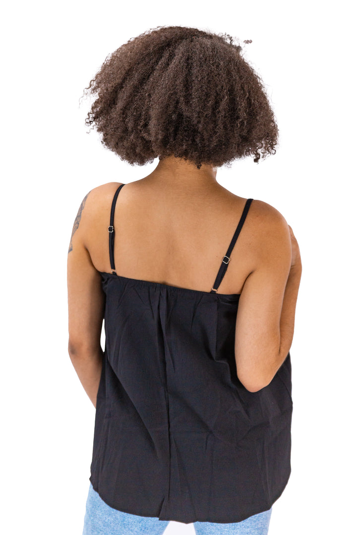 Elegant Black Balloon Silhouette Spaghetti Top