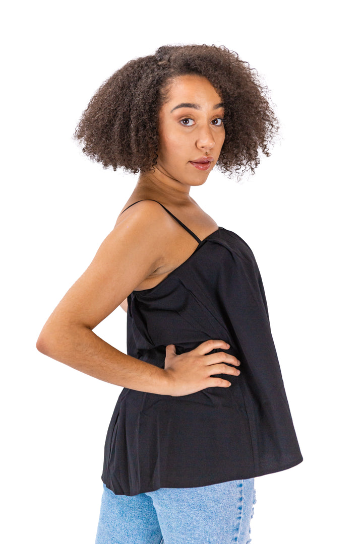 Elegant Black Balloon Silhouette Spaghetti Top