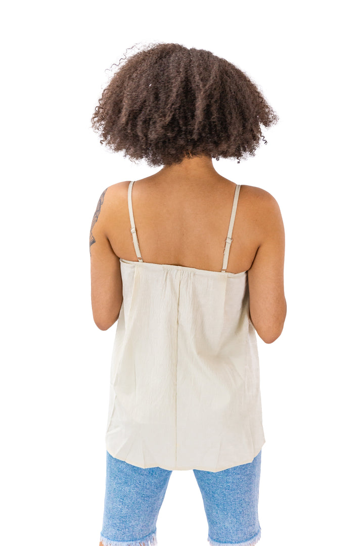 Beige Balloon Silhouette Spaghetti Top