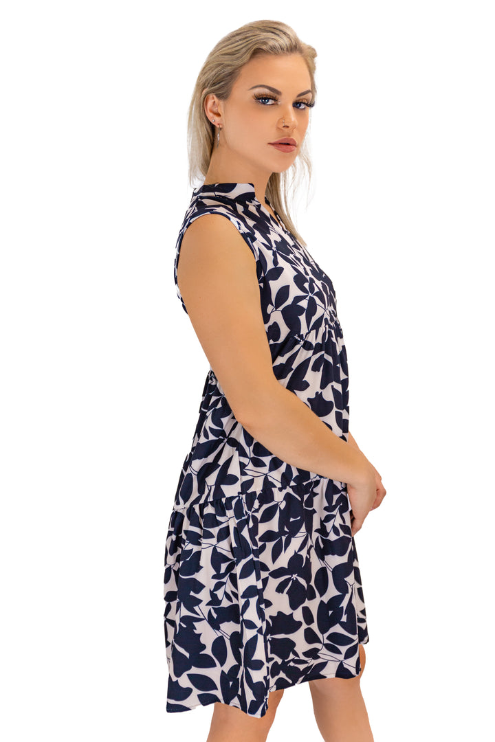 Fabonics Monochrome Mingle Casual Loose Neck Black and White Printed Summer Dress