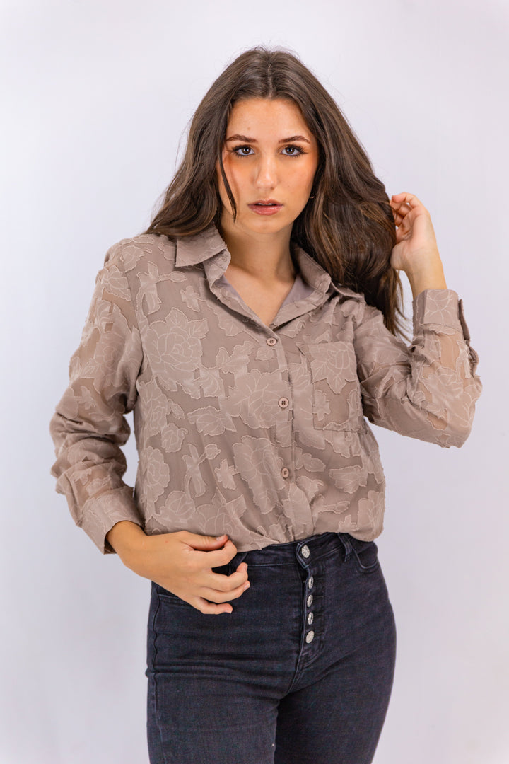 Fabonics Boho Blossom Brown Floral Button-Down Shirt in Earthy and Bohemian Style