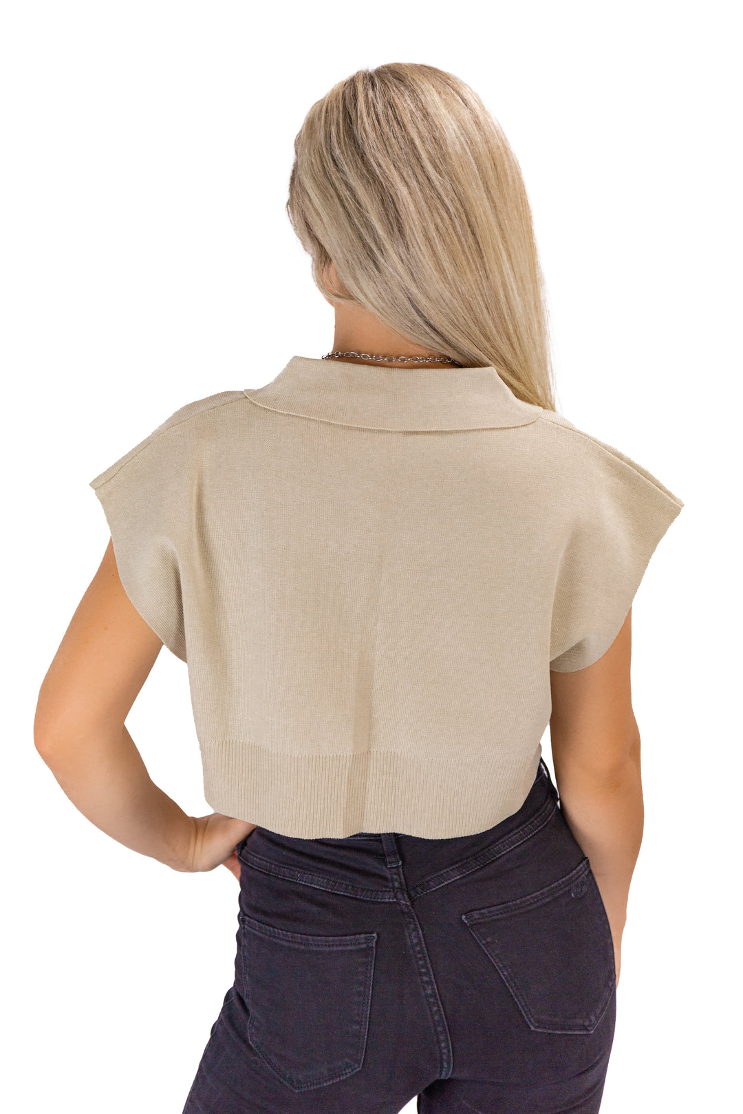 Urban Beige Polo Neck Cropped Sweater