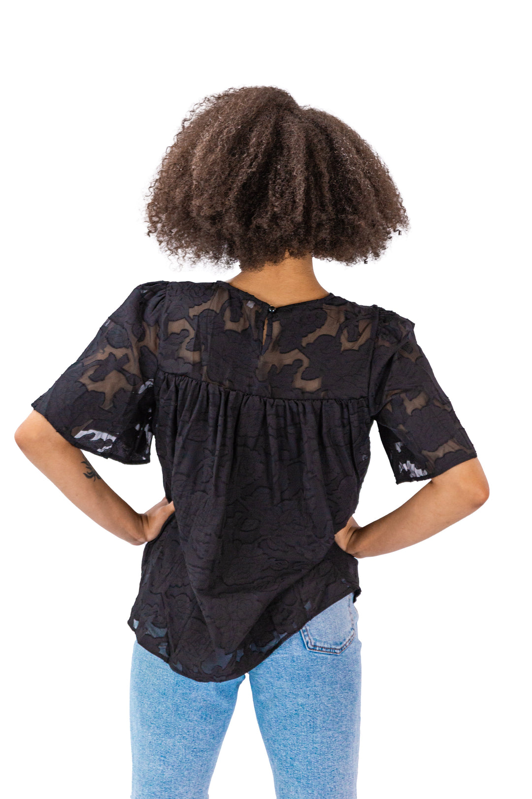 Printed Casual Black Floral Top