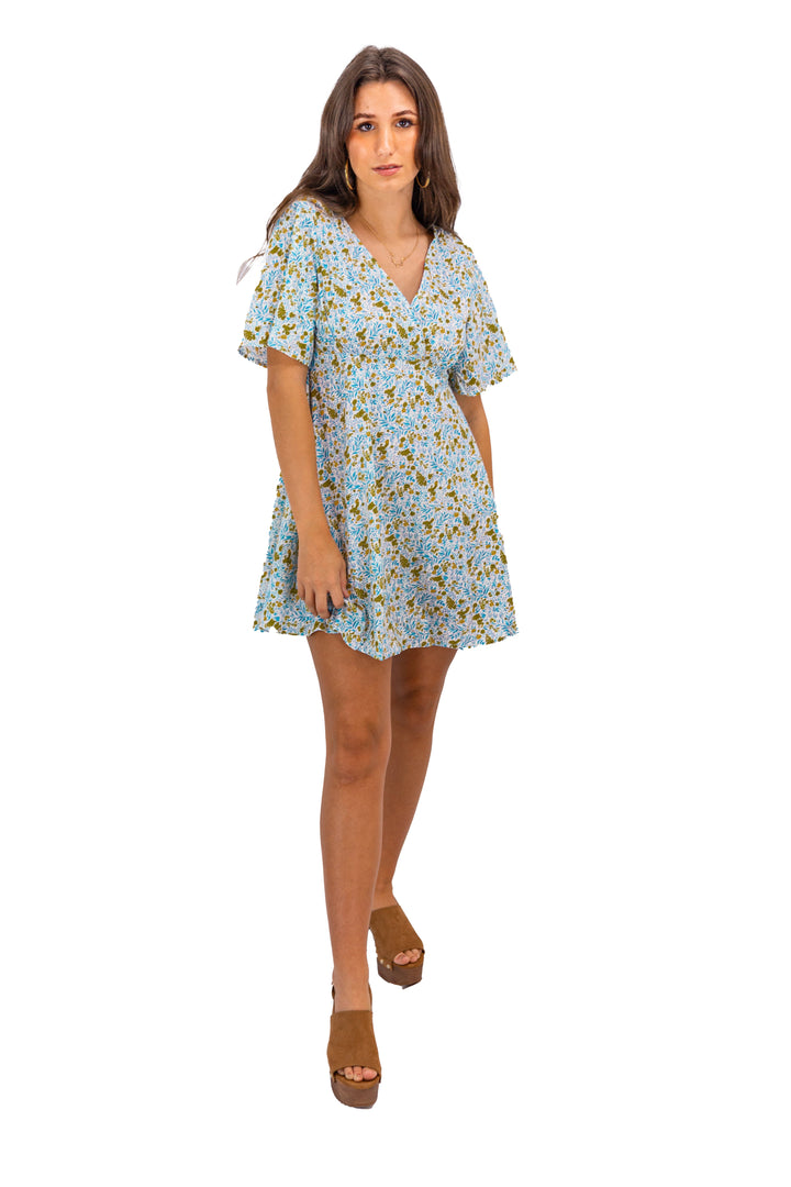 Butterfly Sleeve Ensemble Floral Dress