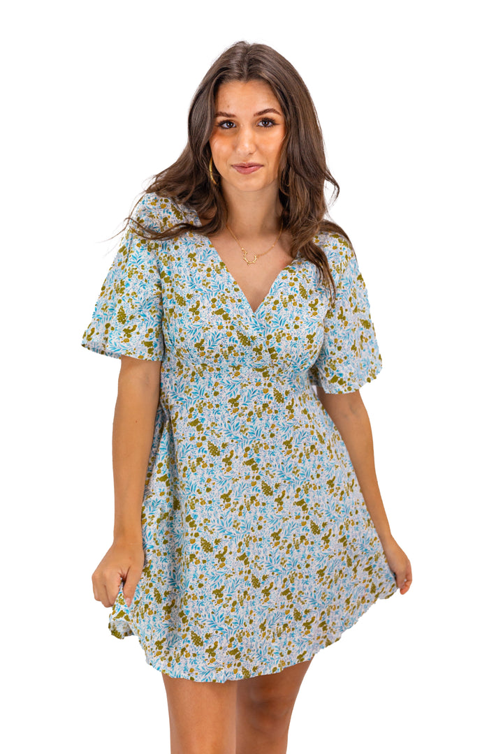 Butterfly Sleeve Ensemble Floral Dress