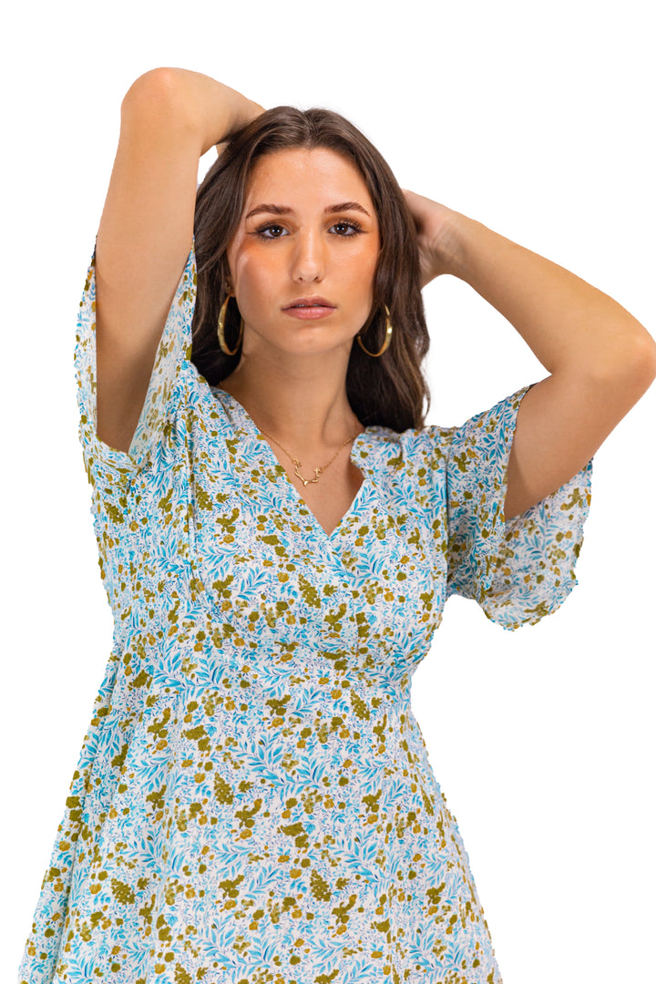 Butterfly Sleeve Ensemble Floral Dress
