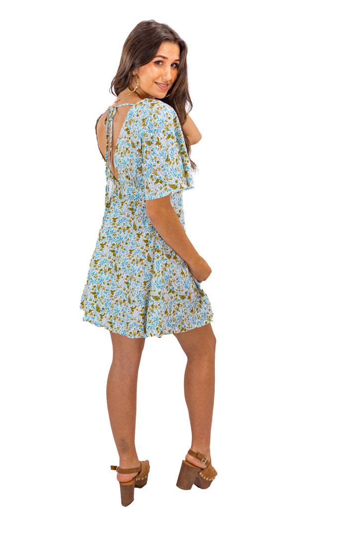 Butterfly Sleeve Ensemble Floral Dress