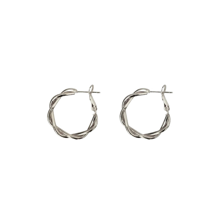 Modern Silver Tone Triple Hoop Earrings