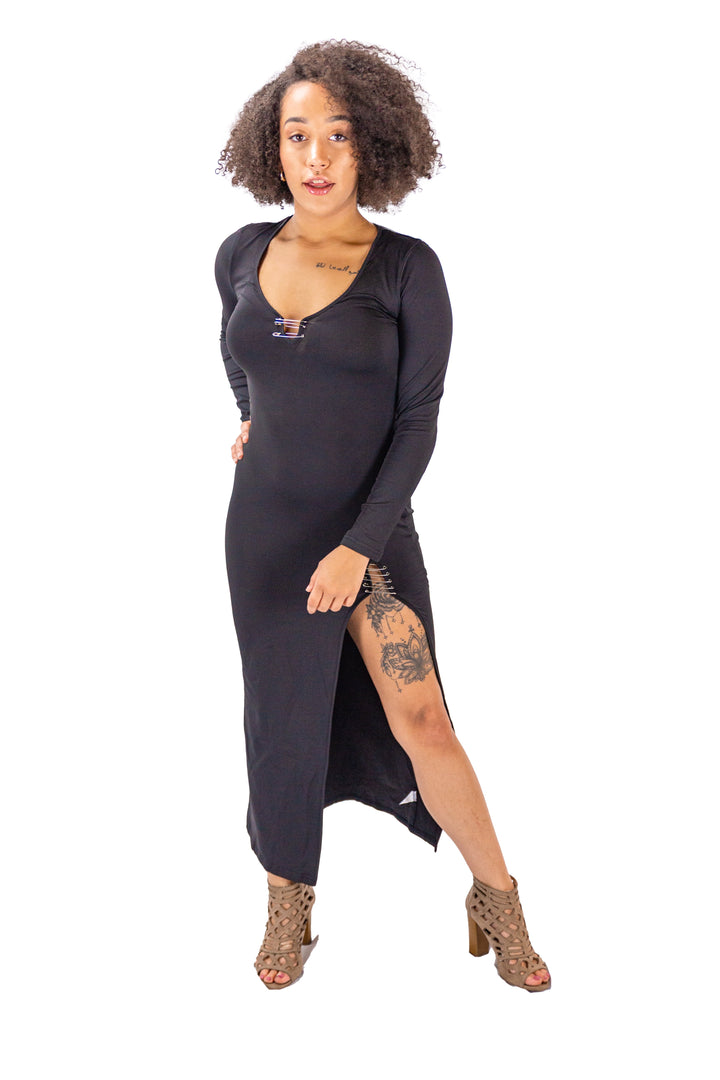 Black Knit Slim Fit Sexy Long Sleeve Dress