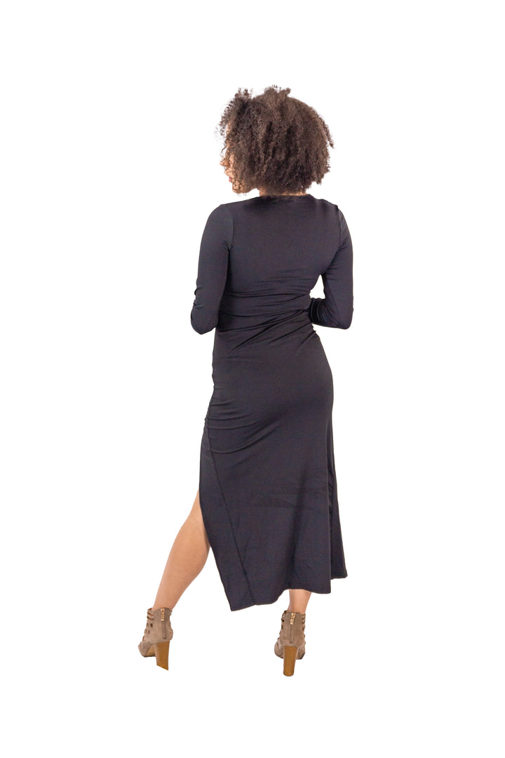 Black Knit Slim Fit Sexy Long Sleeve Dress